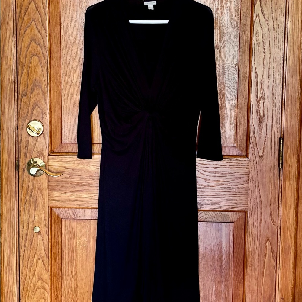 Boston Proper Black Sheath Dress V-Neck 3/4 Sleeve